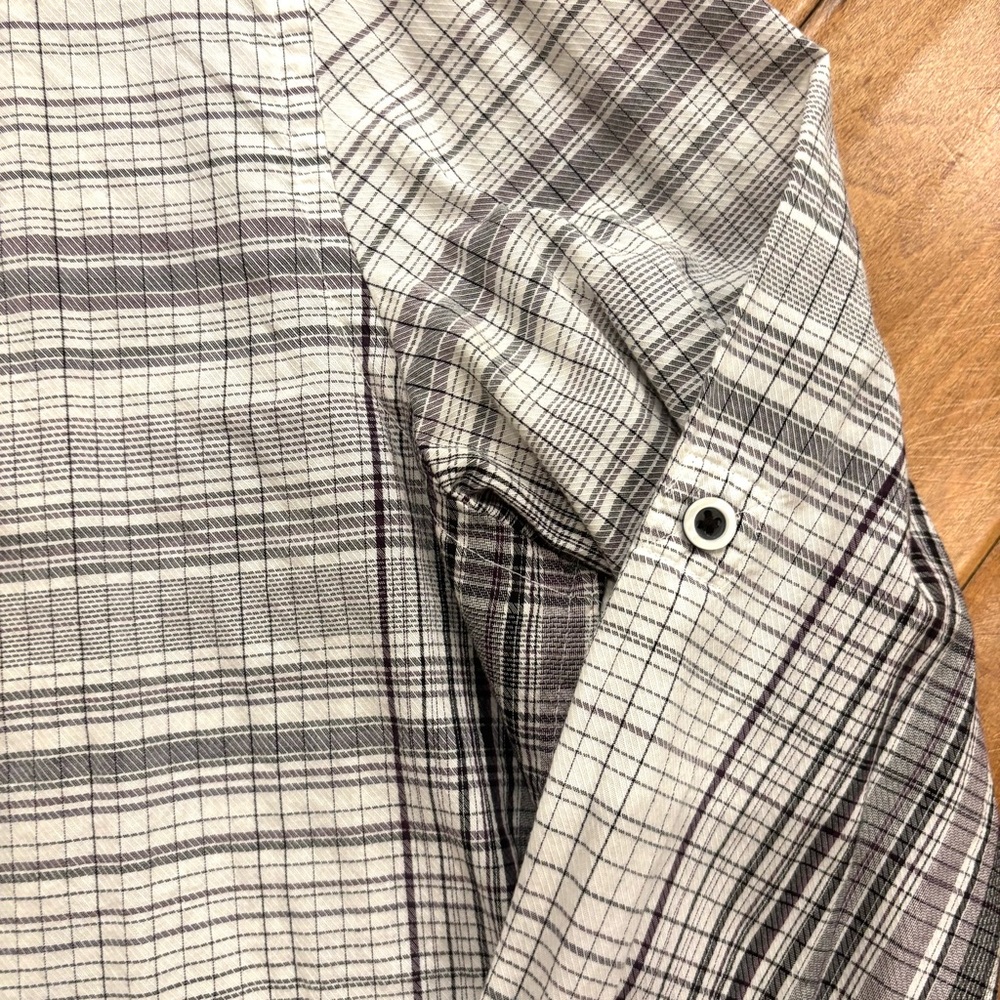 Alfani Mens Long Sleeve Button-front Cotton White and Gray Plaid Shirt Sz Large - Picture 5 of 11